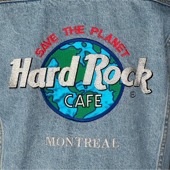 Hard Rock Cafe Save The Planet Montreal Denim Jean Trucker’s Jacket Men’s Small - Picture 3 of 15